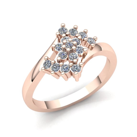 Real 0.33ctw Round Cut Diamond Ladies Bridal Flower Anniversary Engagement Ring Solid 14K Rose, White or Yellow Gold FG VS