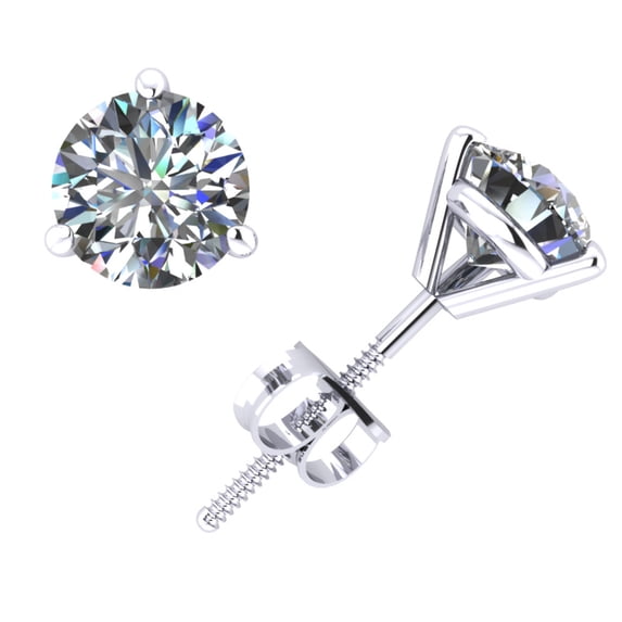 Real 0.75Ct Round Cut Diamond Martini Stud Earrings 14k White Gold Prong GH I1