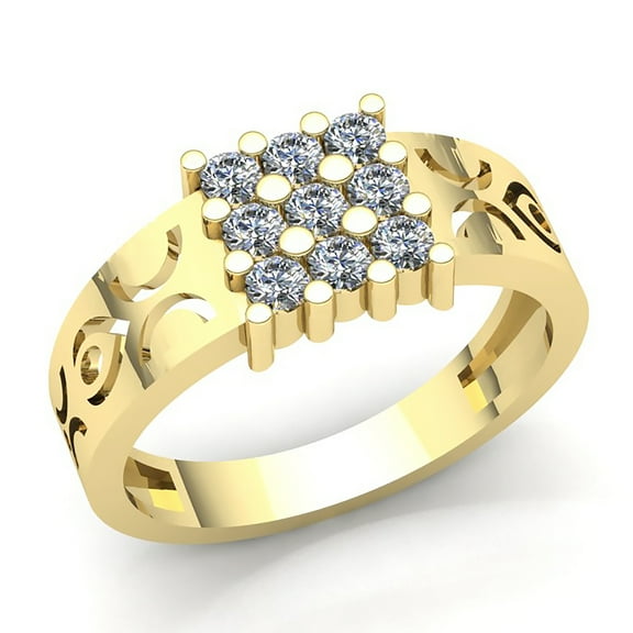 Real 0.75carat Round Cut Diamond Mens Modern Engagement Anniversary Ring Solid 14K Rose, White or Yellow Gold IJ SI2