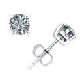 thumbnail image 1 of Real 1/2Ct Round Cut Diamond Basket Stud Earrings 18k White Gold Prong Push Back F VS2, 1 of 1