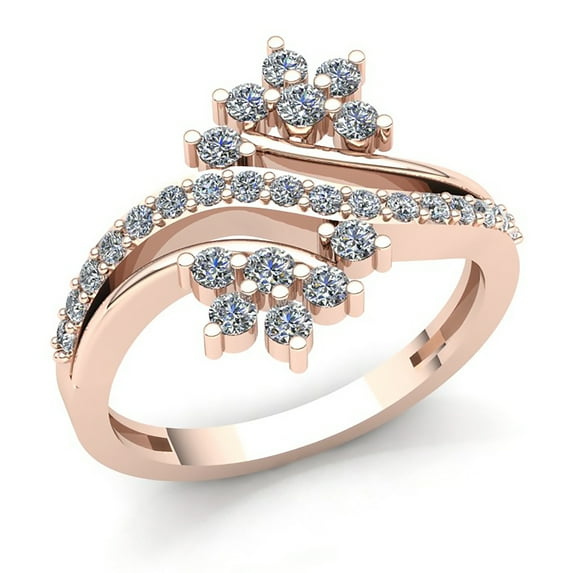 Real 1.5ct Round Cut Diamond Ladies Personalized Flower Anniversary Wedding Band Solid 10K Rose, White or Yellow Gold JK I1