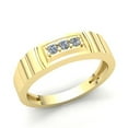 thumbnail image 1 of Real 1.5ctw Round Cut Diamond Mens Three-stone Anniversary Wedding Band Solid 10K Rose, White or Yellow Gold J SI2, 1 of 3