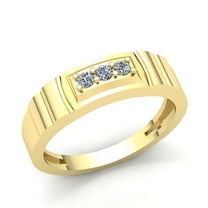 Real 1.5ctw Round Cut Diamond Mens Three-stone Anniversary Wedding Band Solid 10K Rose, White or Yellow Gold J SI2