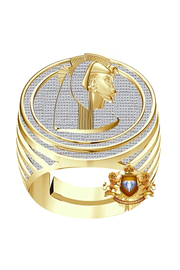 Real 1.75 Cwt. MOISSANITE Diamond Egyptian Queen Nefertiti Pharaoh Big Ring Band