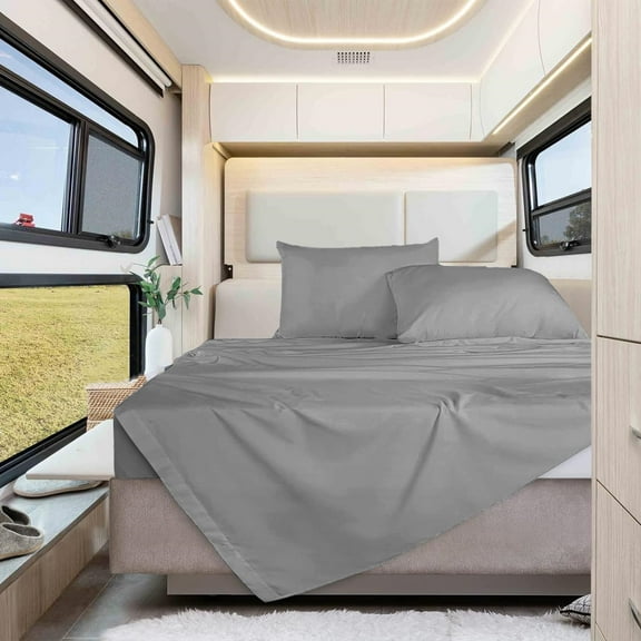 Real 1000 Thread Count, 100% Egyptian Cotton, 18" Deep Pocket Sheet Set [30" x 75"] Narrow Twin Cot Size, Silver Color Bedsheet Sets, RV Camper Motor home bunk Cot bed boat sheet set