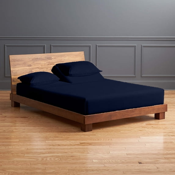 Real 1000 Thread Count 100% Egyptian Cotton, Flex Top Queen Sheet Set for adjustable bed - Fits Upto 10 Inch Deep Pocket, Split Top Sheet Sets - (Split Head Queen- 30" Split, Navy Blue)