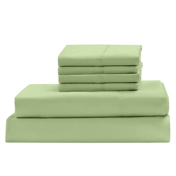 Real 1000 Thread Count, 100% Egyptian Cotton Sheet Set [6 PC- 1 Fitted, 1 Flat, 4 Pillowcases] [King Size, Sage Color] Bedsheet Sets, Fit Mattress upto 18" Deep Pocket