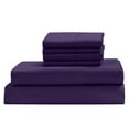 thumbnail image 1 of Real 1000 Thread Count, 100% Egyptian Cotton Sheet Set [6 PC- 1 Fitted, 1 Flat, 4 Pillowcases] [Short King Size, Plum Color] Bedsheet Sets, Fit EXTRA DEEP 25" Deep Pocket, 1 of 8