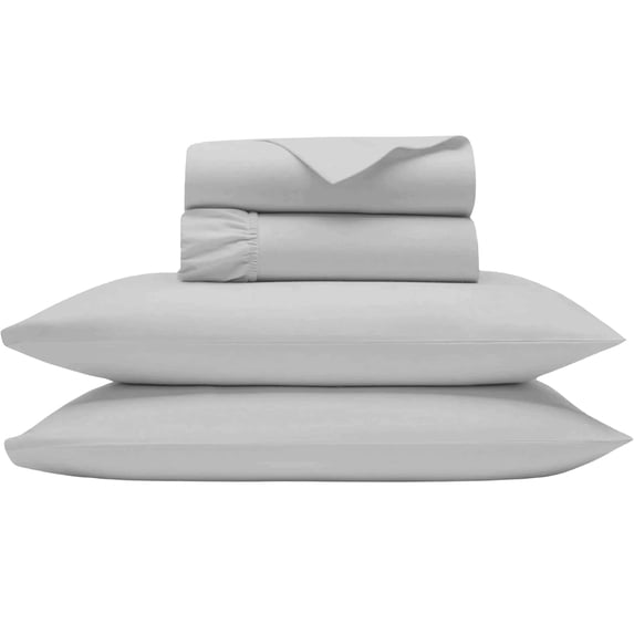 Shrinita 1000 Thread Count Organic Cotton Bedsheet 4 PC Queen-XL Silver 10" Deep Pockets