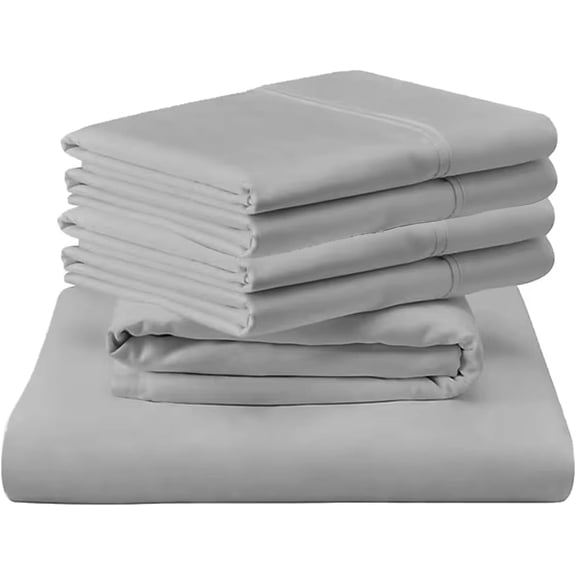Shrinita 1000 Thread Count Organic Cotton Bedsheet 6 PC Queen-XL Silver 10" Deep Pockets