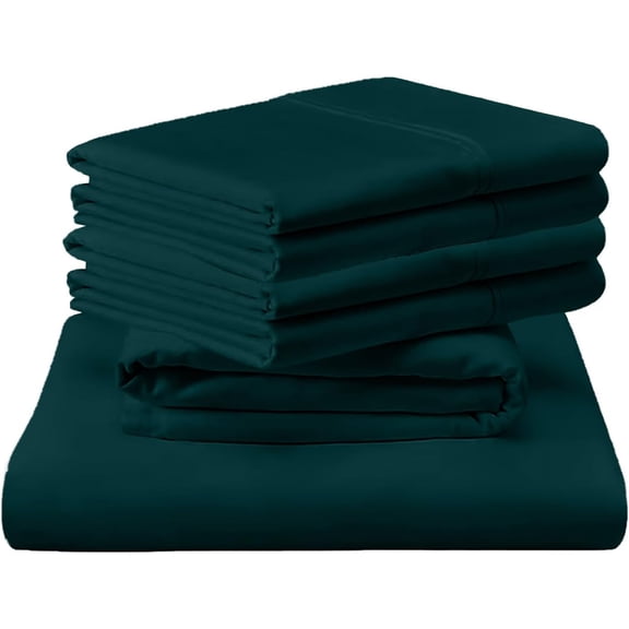 Shrinita 1000 Thread Count Organic Cotton Bedsheet 6 PC Queen-XL Teal Blue 15" Deep Pockets