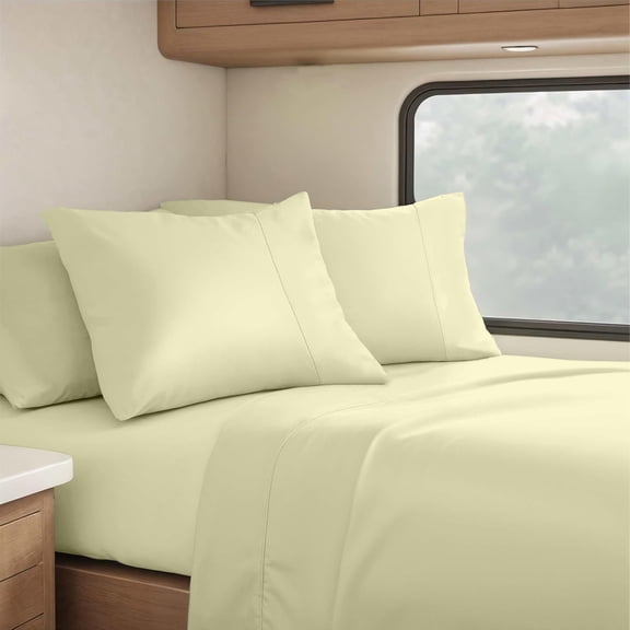 Real 1000 Thread Count, 100% Organic natural Cotton, 28" Deep Pocket Sheet Set [60" X 80"] RV Camper Queen Size, Ivory
