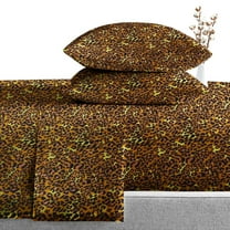 Real 1000 Thread Count, FITs 28" EXTRA DEEP POCKET, 100% Egyptian Cotton [Split King - 5 PC Size, Leopard Print Color]