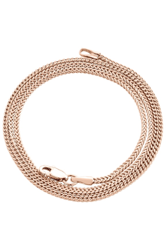 Real 10K Rose Gold 3D Hollow Franco Box Link Chain 1.50mm Necklace 18 Inches