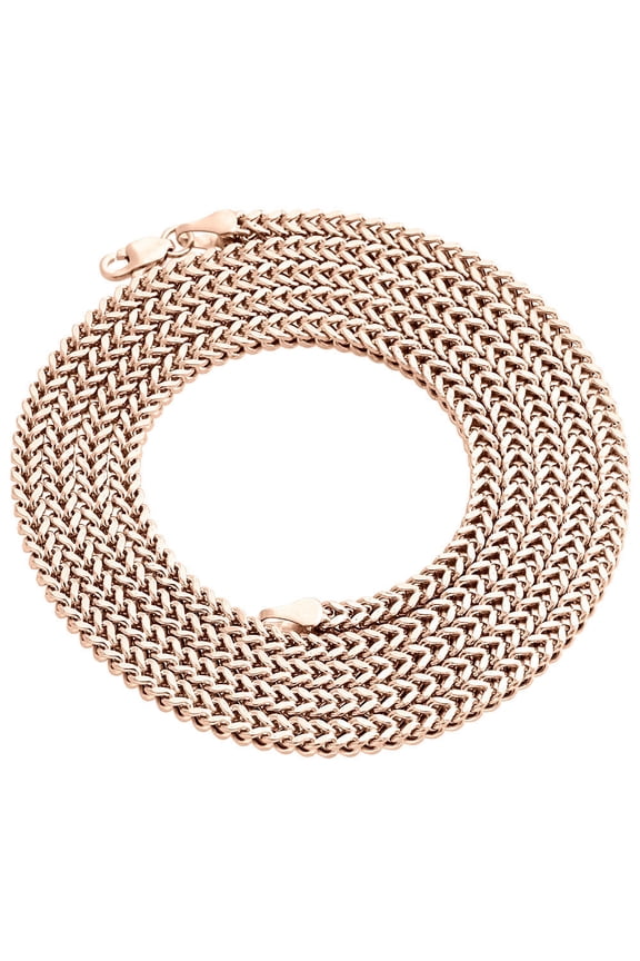 Real 10K Rose Gold 3D Hollow Franco Box Link Chain 3mm Necklace 22 Inches