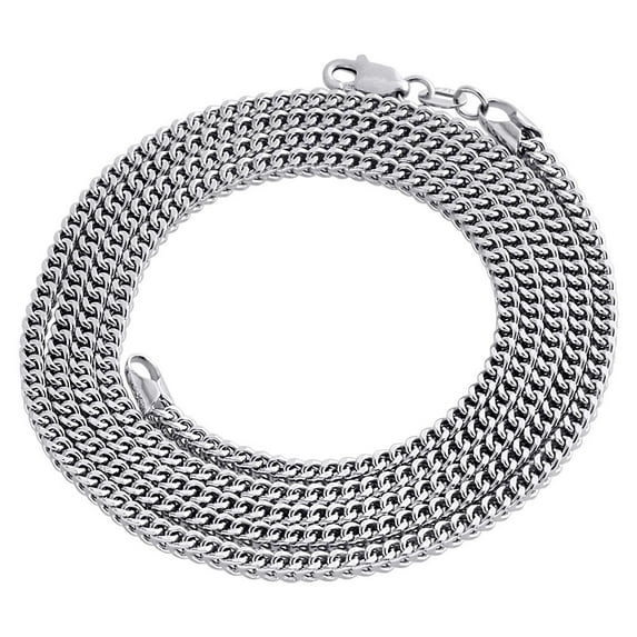 Real 10K White Gold 3D Hollow Franco Box Link Chain 2mm Necklace 18 Inches