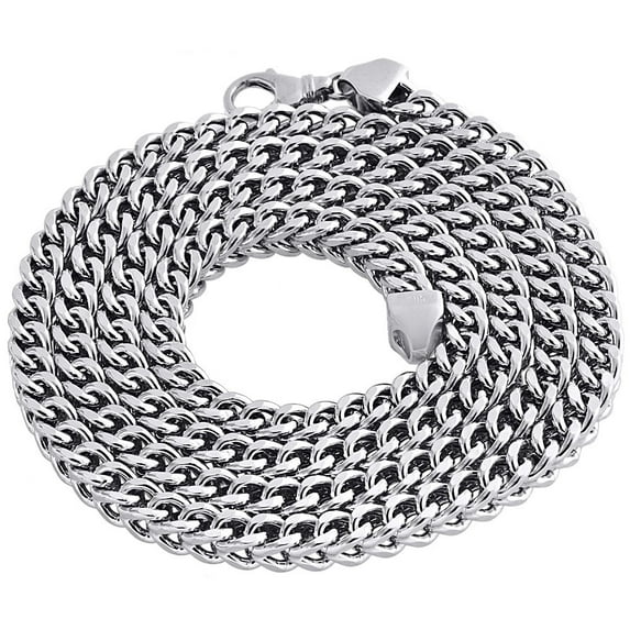 Real 10K White Gold 3D Hollow Franco Box Link Chain 6.75mm Necklace 36 Inches