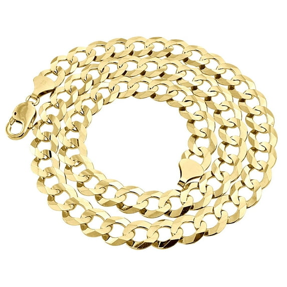 Real 10K Yellow Gold 11MM Chiseled Curb Cuban Link Style Chain Necklace 24"