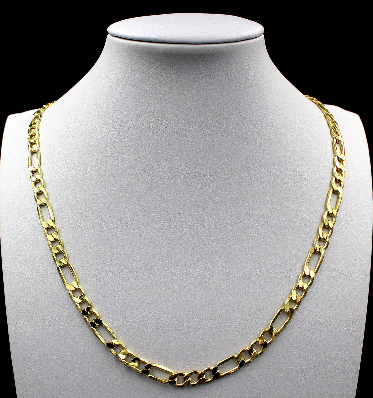 Real 10K Yellow Gold 2mm - 6mm Figaro Link Chain Pendant Necklace 14 ...