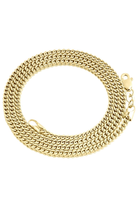 Real 10K Yellow Gold 3D Hollow Franco Box Link Chain 2mm Necklace 38 Inches