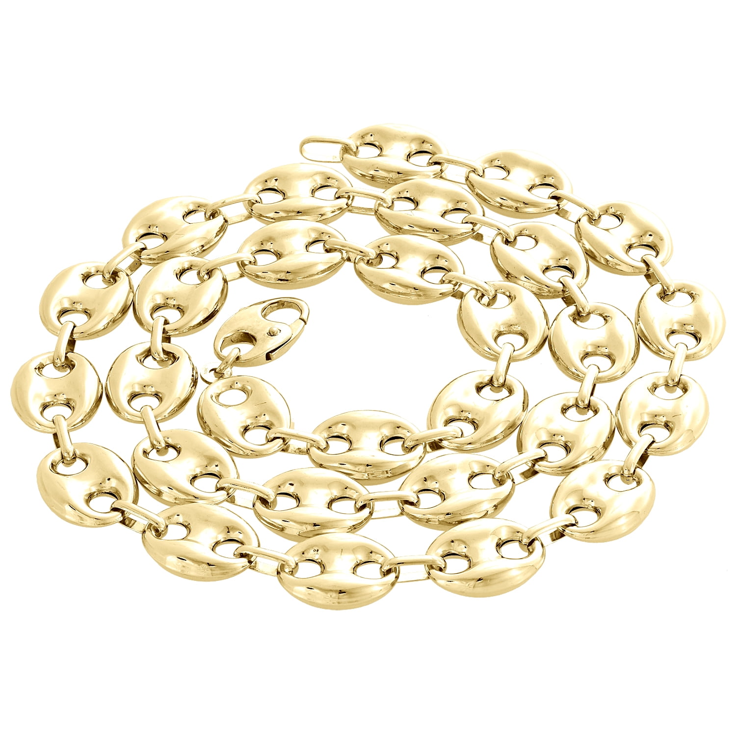 Real 10K Yellow Gold 3D Hollow Puff Gucci Link Chain 12mm Real 10K Yellow Gold 3D Hollow Puff Gucci Link Chain 12mm