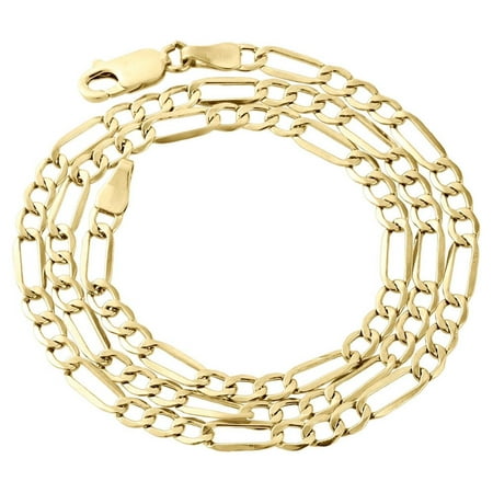 Real 10K Yellow Gold 4mm Figaro Chain Necklace Men's or Women's High Polished, 16" - 30"