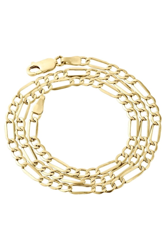 Real 10K Yellow Gold 4mm Figaro Chain Necklace Men's or Women's High Polished, 20"