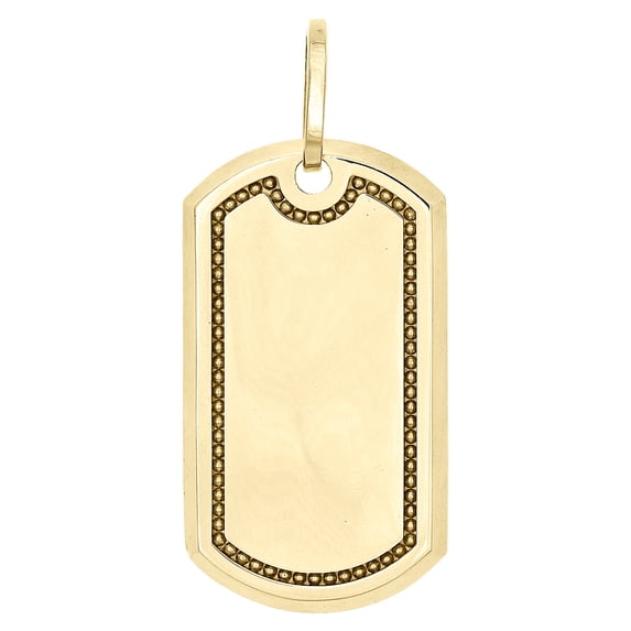 Real 10K Yellow Gold Army Military Style Dog Tag ID Pendant 1.90" Unisex Charm