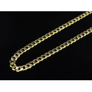 JEWELRY UNLIMITED Real 10K Yellow Gold Diamond Cut Cuban Link Style Chain Necklace 18-26" (2.5MM)