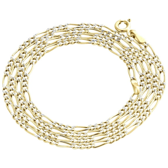 Real 10K Yellow Gold Diamond Cut Figaro Style Chain 2mm Necklace 24 Inches