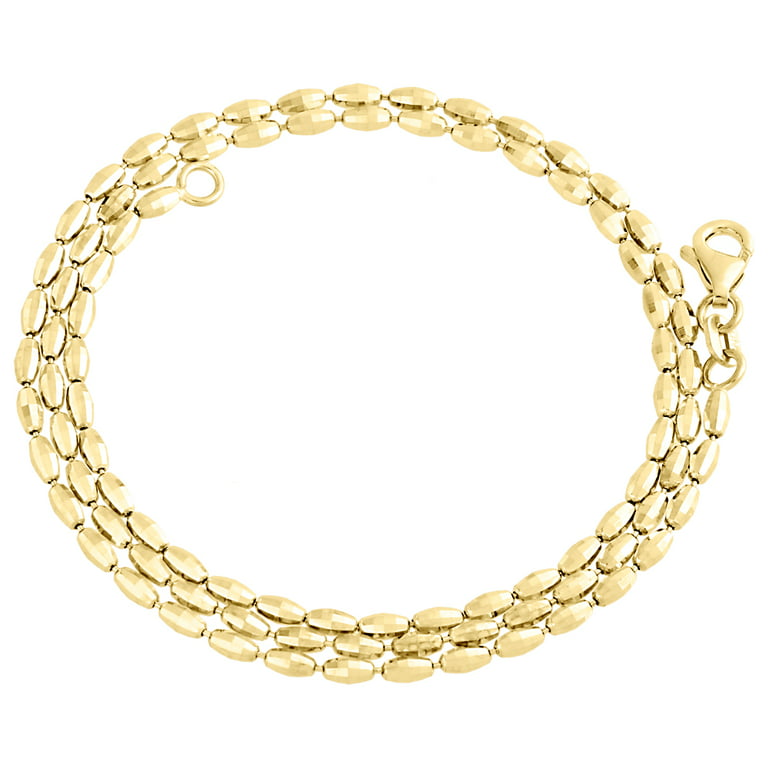 Beaded Chain Necklace 10K Yellow Gold 17