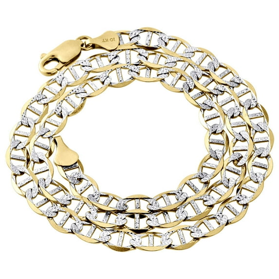 Real 10K Yellow Gold Diamond Cut Solid Mariner Chain 5mm Necklace 22 Inch