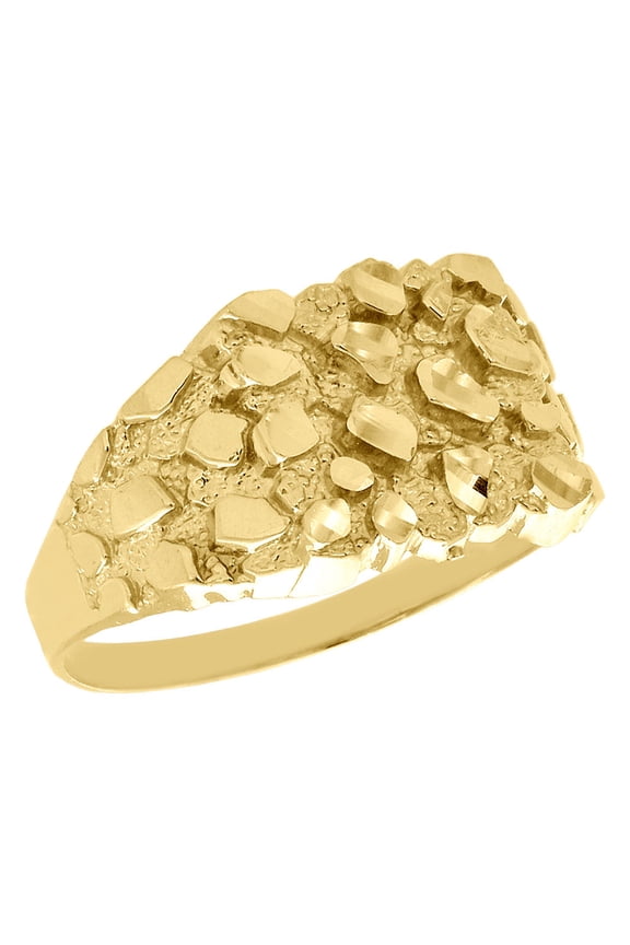 Real 10K Yellow Gold Men's Nugget Style Pinky Ring Custom Fancy Band 12.75mm