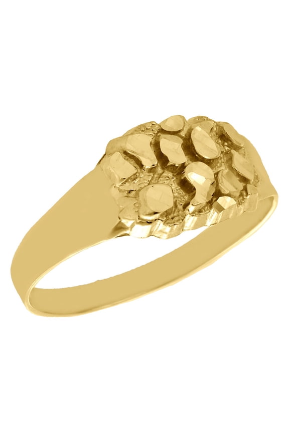 Real 10K Yellow Gold Men's Nugget Style Pinky Ring Custom Fancy Band 9.50mm