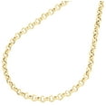 thumbnail image 1 of Real 10K Yellow Gold Open Circle Rolo Link Chain 3.35mm Necklace 22 Inches, 1 of 5
