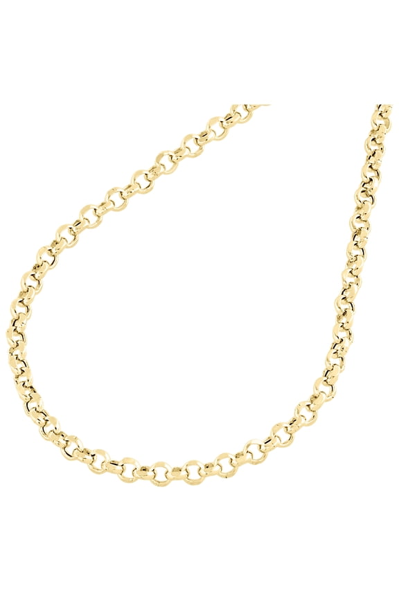 Real 10K Yellow Gold Open Circle Rolo Link Chain 3.35mm Necklace 24 Inches