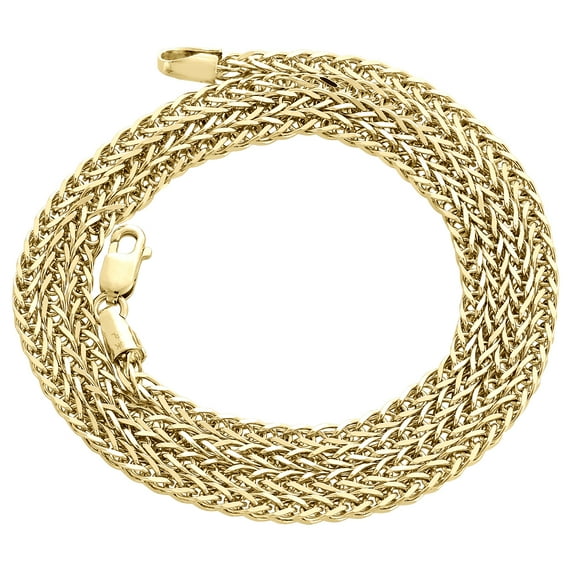 Real 10K Yellow Gold Round 3D Spiga Link Chain 2.25mm Unisex Necklace 24 Inch