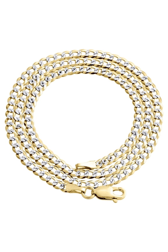 Real 10K Yellow Gold Solid Diamond Cut Cuban Link Chain 3mm Necklace 26 Inch