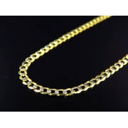JEWELRY UNLIMITED Real 10K Yellow Gold Solid Diamond Cut Cuban Link Chain Necklace 18-26" (2.5MM)