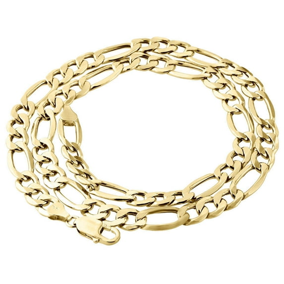 Real 10K Yellow Gold Solid Figaro Chain 8.25mm Necklace Lobster Clasp 30 Inch