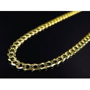 JEWELRY UNLIMITED Real 10K Yellow Gold Solid Plain Style Cuban Link Chain Necklace 18-30" (3.5MM)