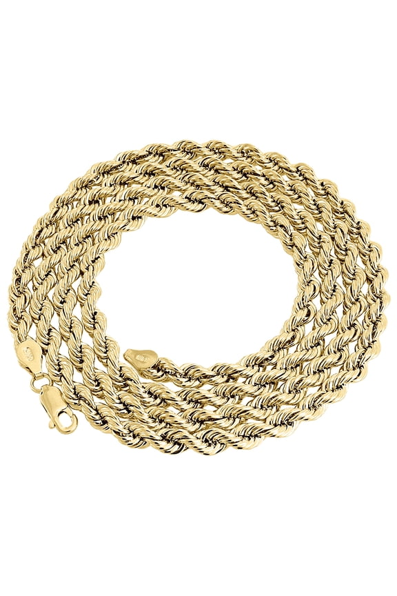 Real 10K Yellow Gold Solid Rope Chain 5mm Shiny Twist Necklace 20 Inches