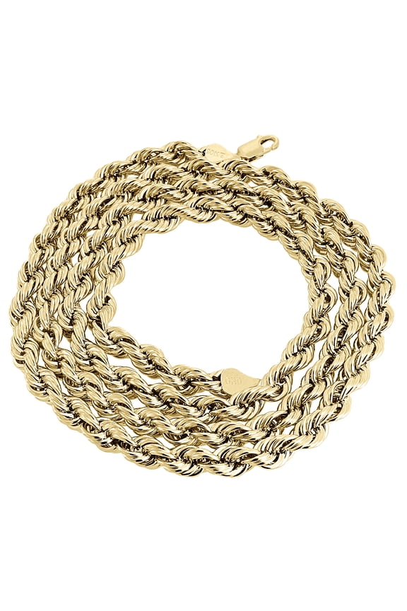 Real 10K Yellow Gold Solid Rope Chain 6mm Shiny Twist Necklace 22 Inches