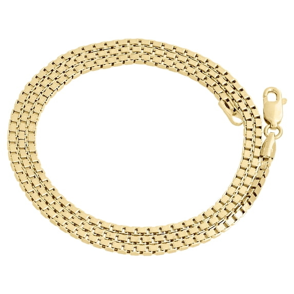 Real 10K Yellow Gold Solid Square Box Link Chain 1.90mm Necklace 22 Inches