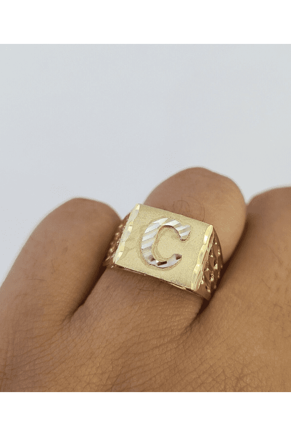 Real 10k Initial C Casual Ring Alphabet Yellow Gold 10kt Genuine All Sizes (Ring Sizes (in):7;)