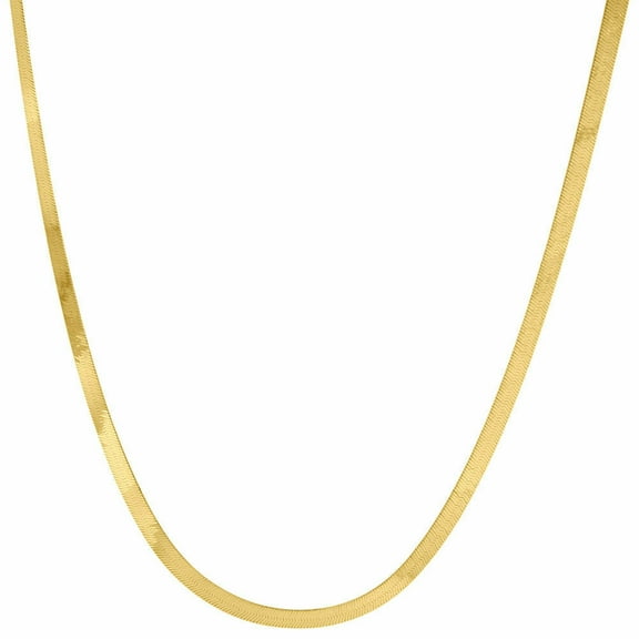 Real 10k Yellow Gold 3mm Solid Silky Herringbone Chain Necklace Men's or Women's, 16" - 24"