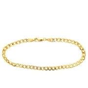 GDINCONLINE Real 10k Yellow Gold Hollow Cuban Men and Women Bracelet/Anklet 2.0 mm, 7" to 10"