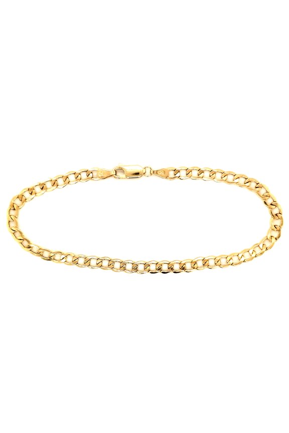 Real 10k Yellow Gold Hollow Cuban Men and Women Bracelet/Anklet 2.5 mm, 7" to 10"