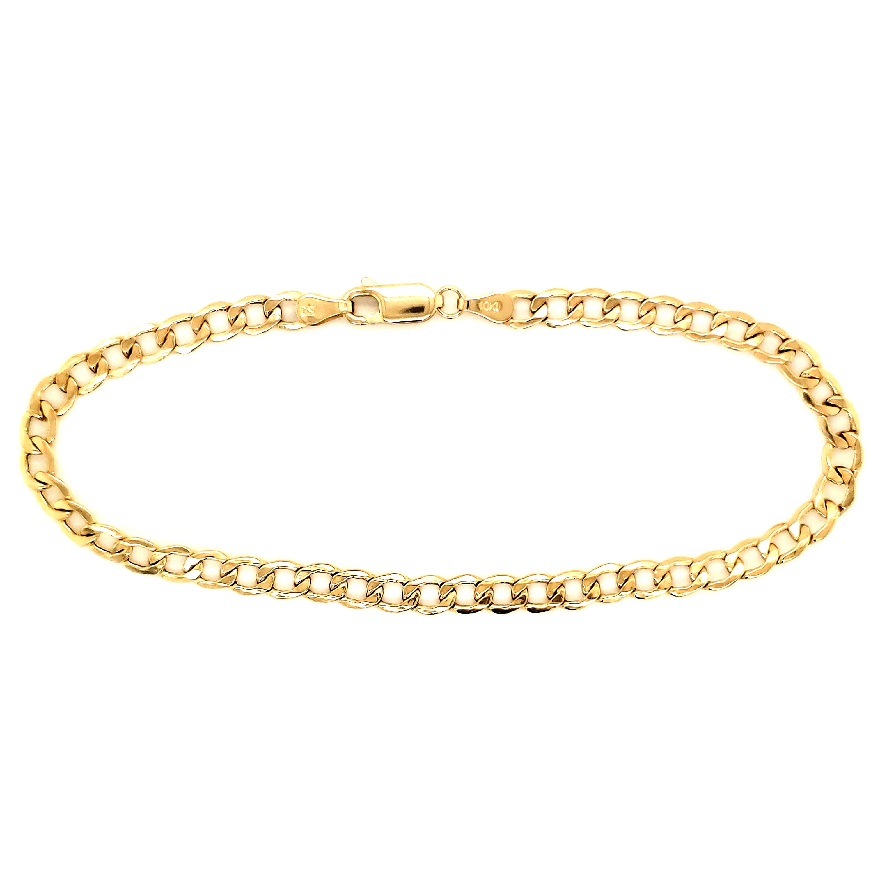 Real 10k Yellow Gold Hollow Cuban Men and Women Bracelet/Anklet 2.5 mm, 7" to 10"
