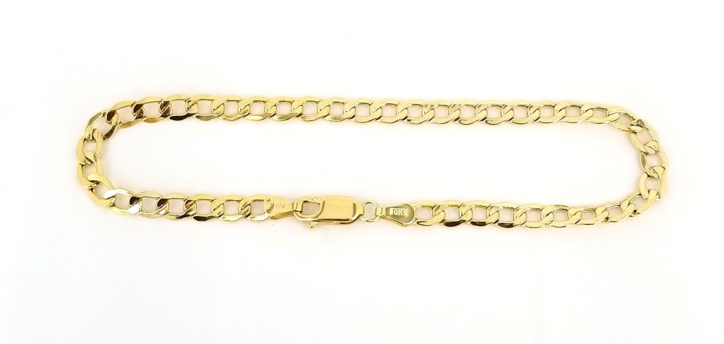 Real 10k Yellow Gold Hollow Cuban Men and Women Bracelet/Anklet 4.5 mm, 7" to 10"